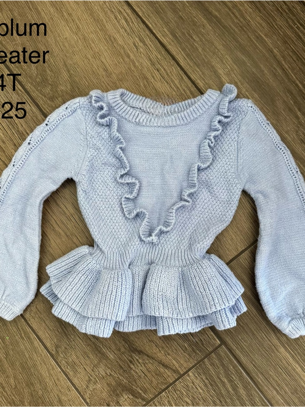 Light Blue Ruffle Peplum Knit Sweater